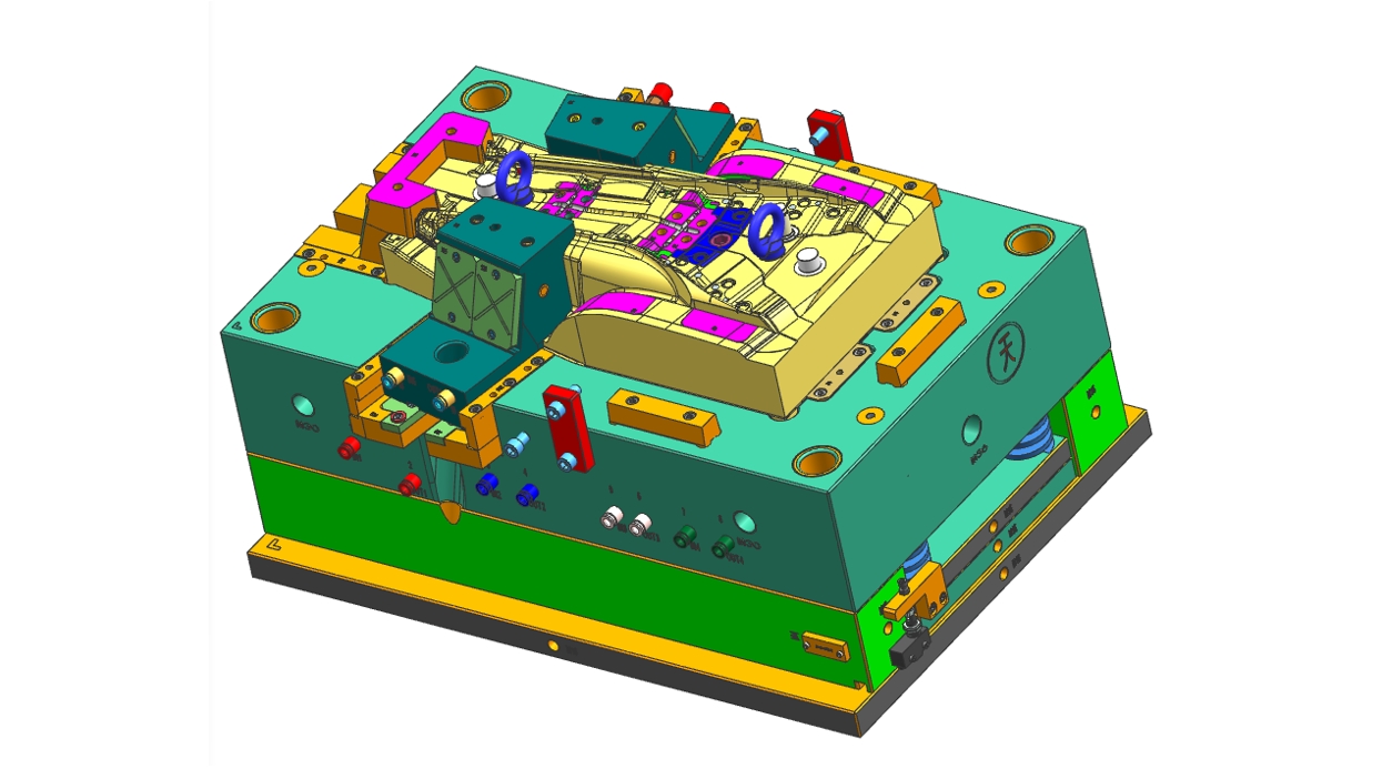 d) 模具可動(dòng)側(cè)3D圖
