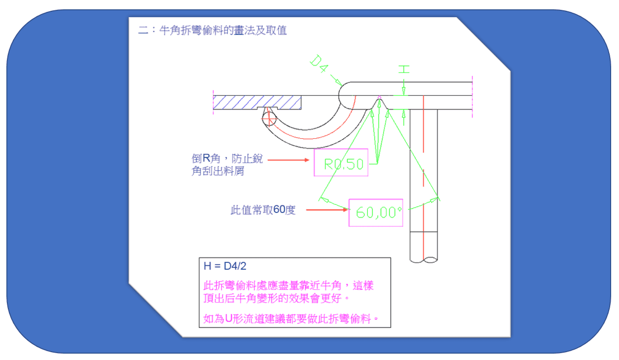 CAD畫香蕉（牛角）進膠的折彎設(shè)計